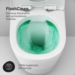 AM.PM Wand-WC Set Tiefspüler offener Spülrand weiß glänzend mit WC-Sitz , Vorwandelement und Betätigungsplatte Chrom IIS90251.XB1701