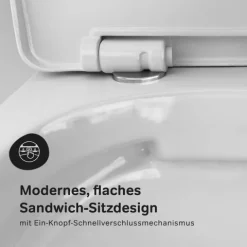 AM.PM Wand-WC Set Tiefspüler offener Spülrand weiß glänzend mit WC-Sitz , Vorwandelement und Betätigungsplatte Chrom IIS90151.XB1701