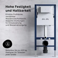 AM.PM Wand-WC Set Tiefspüler offener Spülrand weiß glänzend mit WC-Sitz , Vorwandelement und Betätigungsplatte Chrom IIS90151.XB1701