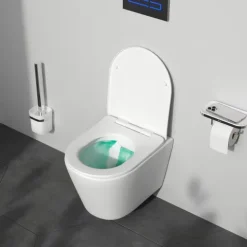 AM.PM Wand-WC Set Tiefspüler offener Spülrand weiß glänzend mit WC-Sitz , Vorwandelement und Betätigungsplatte Schwarz IIS90238.XB1701