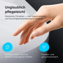 AM.PM Wand-WC Set Tiefspüler offener Spülrand weiß glänzend mit WC-Sitz , Vorwandelement und Betätigungsplatte Schwarz IIS90238.XB1701