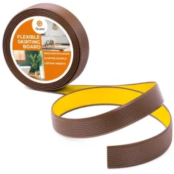 Antirutschleiste PVC selbstklebend 35 mm – gerillte Treppenkantenleiste für Bad & Innenbereich - 5 Meter, Braun