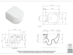 Aqua Bagno Design Hänge-WC ABWCSR001 – Spülrandlos – Keramik – mit Softclose-Sitz