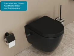 Aqua Bagno Taharet Dusch-WC S.9826.9913 – Spülrandlos – Bidetfunktion – Schwarz Matt