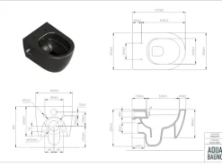 Aqua Bagno Taharet Dusch-WC S.9826.9913 – Spülrandlos – Bidetfunktion – Schwarz Matt