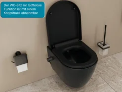 Aqua Bagno Taharet Dusch-WC S.9826.9913 – Spülrandlos – Bidetfunktion – Schwarz Matt