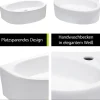 aquaSu® Handwaschbecken Liam 42 cm | Eck-Waschtisch mit Hahnloch | Kleines Hänge-Waschbecken rund | Wand- oder Aufsatzmontage | 42 x 29 cm | Sanitärkeramik in weiß | 562188