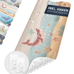 avakido® Badewannenmatte Kinder rutschfest - Inklusive 2 Haken zum Aufhängen - 100% , Wanneneinlage, Antirutschmatte Badewanne - schimmelresistent & maschinenwaschbar