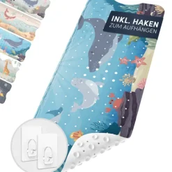 avakido® Badewannenmatte Kinder rutschfest - Inklusive 2 Haken zum Aufhängen - 100% , Wanneneinlage, Antirutschmatte Badewanne - schimmelresistent & maschinenwaschbar