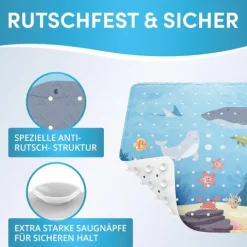 avakido® Duschmatte rutschfest Kinder - 100% Inklusive 2 Haken zum Trocknen - Antirutschmatte, Duscheinlage - schimmelresistent & maschinenwaschbar
