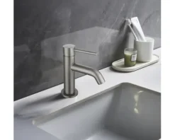 AVITAL Waschtischarmatur REGA CoolStart stainless steel gebürstet mit Push-Open-Ablaufventil