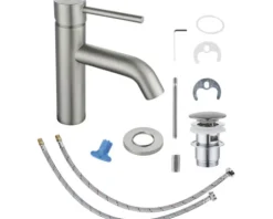 AVITAL Waschtischarmatur REGA CoolStart stainless steel gebürstet mit Push-Open-Ablaufventil