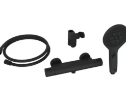 AVITAL Duscharmatur mit Thermostat TROTINA schwarz matt inkl. Brausestangenset
