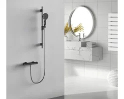 AVITAL Duscharmatur mit Thermostat TROTINA schwarz matt inkl. Brausestangenset