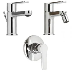 Badarmaturen-Set aus verchromtem Messing für Waschtisch, Bidet und Unterputz-Dusche | Nora