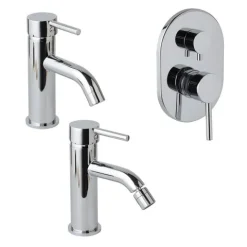 Badarmaturen-Set – Waschtisch, Bidet und Unterputz-Duscharmatur mit Umsteller | Fassa