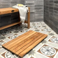 Badematte Holz Milo Bad Fußmatte Badvorleger Premium