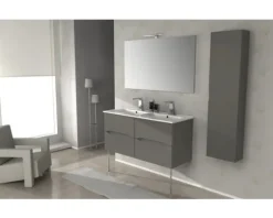 Baden Haus Möbelwaschtisch Doppelwaschtisch Tessin 121 x 47 cm weiß glänzend 50135