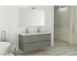 Baden Haus Möbelwaschtisch Doppelwaschtisch Tessin 121 x 47 cm weiß glänzend 50135