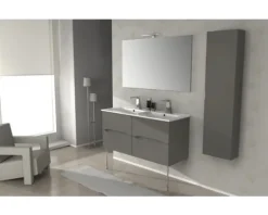 Baden Haus Möbelwaschtisch Doppelwaschtisch Tessin 121 x 47 cm weiß glänzend 50135