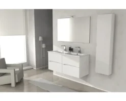 Baden Haus Möbelwaschtisch Doppelwaschtisch Tessin 121 x 47 cm weiß glänzend 50135