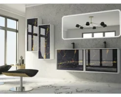 Baden Haus Möbelwaschtisch Doppelwaschtisch Bellagio 141 x 46 cm weiß matt 50215