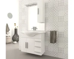 Baden Haus Waschtischunterschrank Aida BxHxT 80 x 70 x 33,5 cm weiß hochglanz montiert