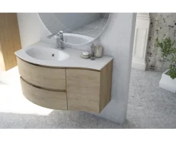 Baden Haus Waschtischunterschrank Vague BxHxT 69 x 55 x 52 cm Tabak Eiche montiert