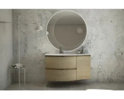 Baden Haus Waschtischunterschrank Vague BxHxT 69 x 55 x 52 cm Tabak Eiche montiert