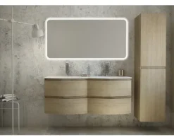 Baden Haus Waschtischunterschrank Vague BxHxT 69 x 55 x 52 cm Tabak Eiche montiert
