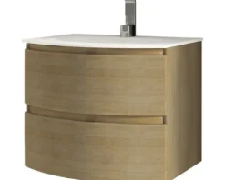 Baden Haus Waschtischunterschrank Vague BxHxT 69 x 55 x 52 cm Tabak Eiche montiert