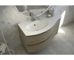 Baden Haus Waschtischunterschrank Vague BxHxT 69 x 55 x 52 cm Tabak Eiche montiert