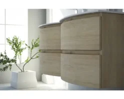 Baden Haus Waschtischunterschrank Vague BxHxT 69 x 55 x 52 cm Tabak Eiche montiert