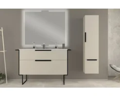 Baden Haus Waschtischunterschrank Urban BxHxT 120 x 62 x 46 cm Frontfarbe gebürstet weiß matt