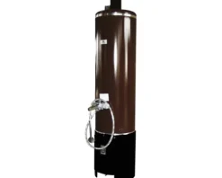 Badeofen drucklos komplett 7,5 kW mit Mischbatterie Oberofen „Rustikal“ 100 l braun Unterofen schwarz