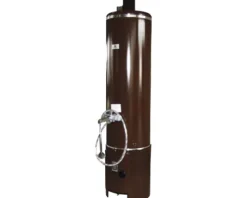 Badeofen drucklos komplett 7,5 kW mit Mischbatterie Oberofen „Rustikal“ 100 l braun Unterofen braun