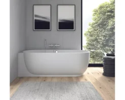 Badewanne DURAVIT Luv oval Ecke links 95 x 185 cm mit nahtloser Verkleidung und Fußgestell weiß matt 700431000000000