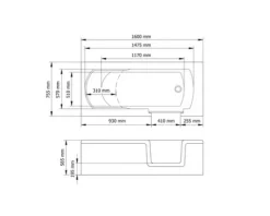 Badewanne mit Tür rechts SCHULTE Q1 80 x 180 cm alpinweiß glänzend mit befliesbarer Front- und Seitenverkleidung D80095R4