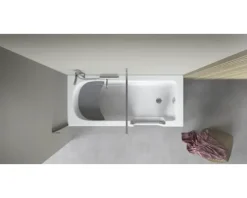 Badewanne mit Tür rechts SCHULTE Q1 80 x 180 cm alpinweiß glänzend mit Front- und 2 Seitenschürzen D80094R4