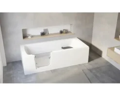 Badewanne mit Tür SCHULTE Q1 Tür links 180 x 80 cm alpinweiß mit Front- und Seitenschürze alpinweiß D80092L4