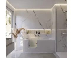 Badewanne mit Tür SCHULTE Q1 Tür links 150 x 75 cm alpinweiß mit Front- und Seitenschürze alpinweiß D80051L4