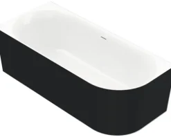 Badewanne OTTOFOND Afinar Corner 80 x 180 cm rechte Ecke abgerundet weiß/schwarz glänzend 703946