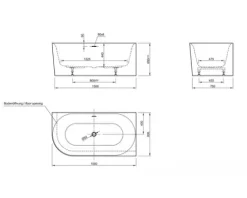 Badewanne OTTOFOND Afinar Corner XS 80 x 155 cm linke Ecke abgerundet weiß glänzend mit Schürze 71321