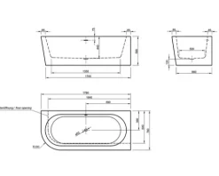 Badewanne OTTOFOND Messina 78 x 178 cm linke Ecke abgerundet weiß glänzend mit Schürze 71230