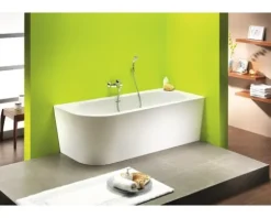 Badewanne OTTOFOND Messina 78 x 178 cm linke Ecke abgerundet weiß glänzend mit Schürze 71230