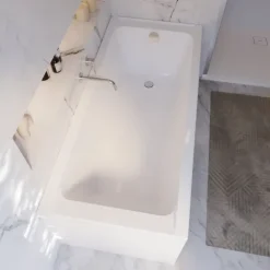 Badewanne Schulte Como 170x75 cm Komplettset mit Fußgestell und Ab- und Überlaufgarnitur