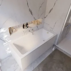 Badewanne Schulte Como 170x75 cm Komplettset mit Fußgestell und Ab- und Überlaufgarnitur