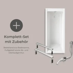 Badewanne Schulte Como 170x75 cm Komplettset mit Fußgestell und Ab- und Überlaufgarnitur