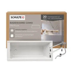 Badewanne Schulte Como 170x75 cm Komplettset mit Fußgestell und Ab- und Überlaufgarnitur