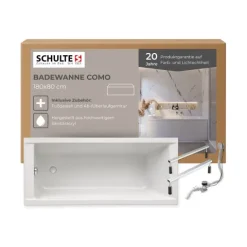Badewanne Schulte Como 180x80 cm Komplettset mit Fußgestell und Ab- und Überlaufgarnitur